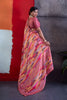 Royal Pink Cotton Printed Saree Designer Border Matching Blouse Piece