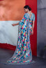 Elegant Sky Blue Cotton Printed Saree Designer Border Matching Blouse