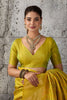 Elegant Mustard Yellow Woven Saree Rich Zari Border Blouse Piece Festive Wear