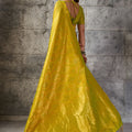 Elegant Mustard Yellow Woven Saree Rich Zari Border Blouse Piece Festive Wear