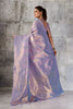 Stylish Lavender Woven Saree Rich Zari Border Blouse Piece Festive Wear