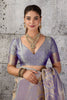 Vibrant Gray Woven Saree Rich Zari Border Blouse Piece for Festive Wear