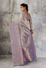 Vibrant Gray Woven Saree Rich Zari Border Blouse Piece for Festive Wear