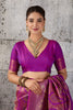 Royal Rani Pink Woven Saree Rich Zari Border Blouse Piece Festive Wear