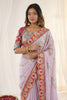 Lavender Rangoli Silk Saree Heavy Embroidered Border Blouse Piece for Wedding