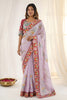 Lavender Rangoli Silk Saree Heavy Embroidered Border Blouse Piece for Wedding