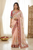 Elegant Peach Rangoli Silk Saree Heavy Embroidered Border Blouse Piece For Wedding