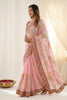Beautiful Baby Pink Rangoli Silk Saree Embroidered Border Blouse Piece for Wedding