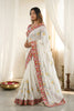 Stylish White Rangoli Silk Saree Embroidered Border Blouse Piece for Wedding