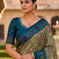Elegant Olive Green Patola Silk Saree Woven Border for Wedding Wear