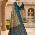 Elegant Olive Green Patola Silk Saree Woven Border for Wedding Wear