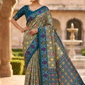 Elegant Olive Green Patola Silk Saree Woven Border for Wedding Wear