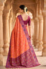 Wonderful Peach Patola Silk Saree Floral Woven Border Wedding Wear