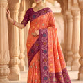 Graceful Lavender Patola Silk Saree Woven Border for Wedding Wear