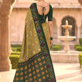 Royal Olive Green Patola Silk Saree Woven Border for Wedding Wear