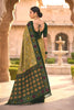 Royal Olive Green Patola Silk Saree Woven Border for Wedding Wear