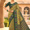 Royal Olive Green Patola Silk Saree Woven Border for Wedding Wear