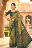 Royal Olive Green Patola Silk Saree Woven Border for Wedding Wear