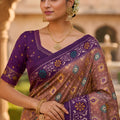 Elegant Mauve Patola Silk Saree Woven Border Pallu for Wedding Wear