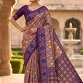 Elegant Mauve Patola Silk Saree Woven Border Pallu for Wedding Wear