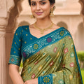 Wonderfull Pista Green Patola Silk Saree Woven Border Wedding Wear