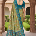 Wonderfull Pista Green Patola Silk Saree Woven Border Wedding Wear