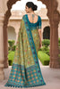 Wonderfull Pista Green Patola Silk Saree Woven Border Wedding Wear