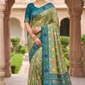 Wonderfull Pista Green Patola Silk Saree Woven Border Wedding Wear