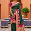 Royal Dark Green Soft Silk Saree Zari Woven Border for Wedding Wear