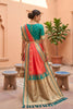 Beautiful Coral Pink Soft Silk Saree Zari Woven Border Wedding Wear