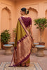 Elegant Olive Green Soft Silk Saree Woven Border for Wedding Wear