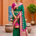 Royal Emerald Green Soft Silk Saree Zari Woven Border Wedding Wear