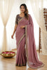 Wonderfull Dusty Mauve Rangoli Silk Embroidered Saree Blouse For Wedding