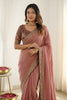 Beautiful Dusty Pink Rangoli Silk Embroidered Saree Blouse for Wedding