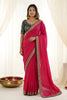Elegant Rani Pink Rangoli Silk Embroidered Saree Blouse for Wedding