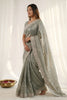 Graceful Sage Green Fendy Satin Embroidered Saree Blouse for Wedding