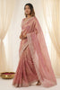 Beautifull Dusty Pink Fendy Satin Embroidered Saree Blouse for Wedding