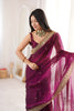 Elegant Wine Fendy Satin Embroidered Saree Blouse for Wedding