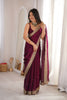 
Elegant Wine Fendy Satin Embroidered Saree Blouse for Wedding
