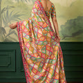 Beautiful Multicolor Crepe Silk Designer Printed Saree for Wedding
