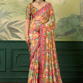 Beautiful Multicolor Crepe Silk Designer Printed Saree for Wedding