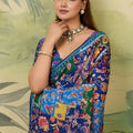 Royal Multicolor Crepe Silk Designer Printed Saree for Wedding