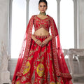 Graceful Red Silk Embroidered Designer Lehenga Choli with Soft Net Dupatta for Wedding