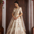 Traditional Off White Silk Embroidered Designer Lehenga Choli with Soft Net Dupatta for Wedding