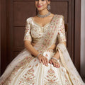 Traditional Off White Silk Embroidered Designer Lehenga Choli with Soft Net Dupatta for Wedding