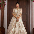 Traditional Off White Silk Embroidered Designer Lehenga Choli with Soft Net Dupatta for Wedding