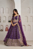 Luxury Purple Silk Embroidered Designer Lehenga Choli with Soft Net Dupatta for Wedding