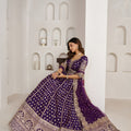 Luxury Purple Silk Embroidered Designer Lehenga Choli with Soft Net Dupatta for Wedding