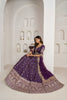 Luxury Purple Silk Embroidered Designer Lehenga Choli with Soft Net Dupatta for Wedding