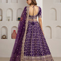 Luxury Purple Silk Embroidered Designer Lehenga Choli with Soft Net Dupatta for Wedding